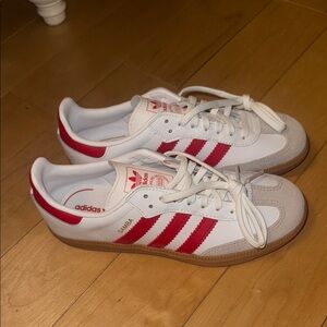 Adidas Samba White and Red Trainers